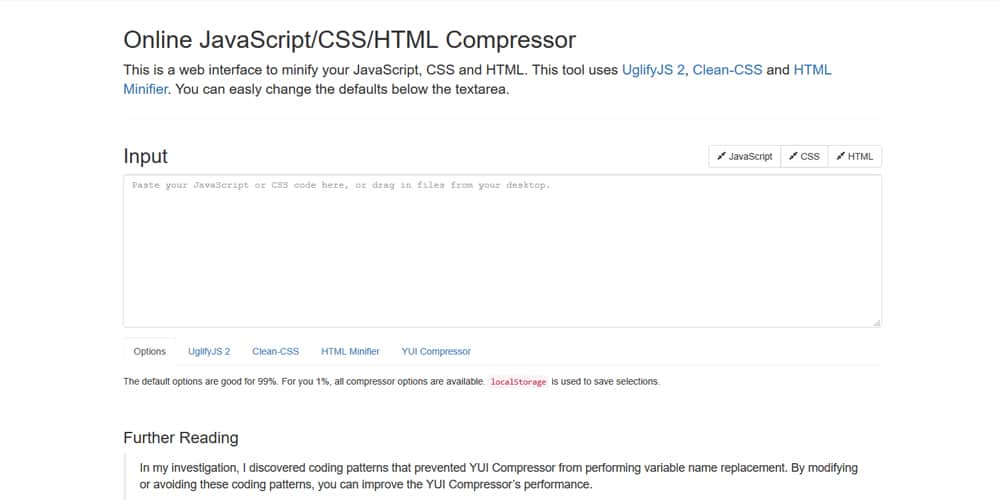 Online JavaScript CSS HTML Compressor