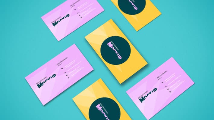 Perspective Business Cards Mockup