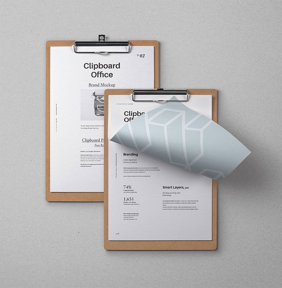 PSD Clipboard Stationery Mockup