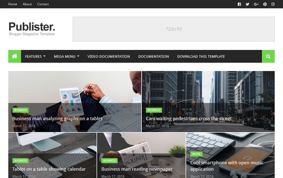 Publister Responsive Blogger Template