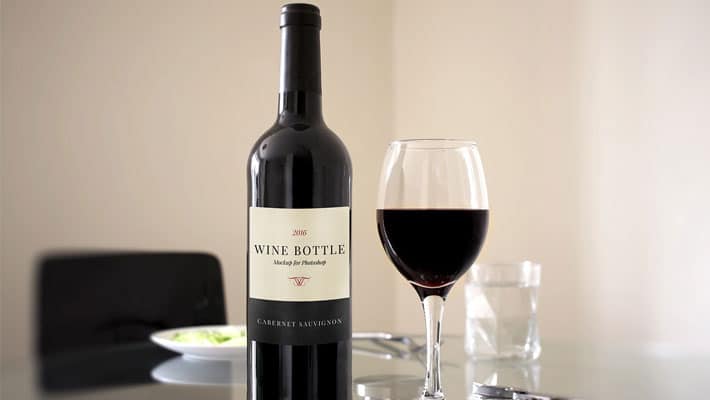 Red Wine Bottle Scene Mockup
