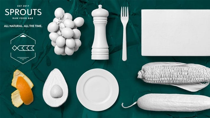 Scene Creator Food, Sans Catchwords, Geo Shapes and Gold Style