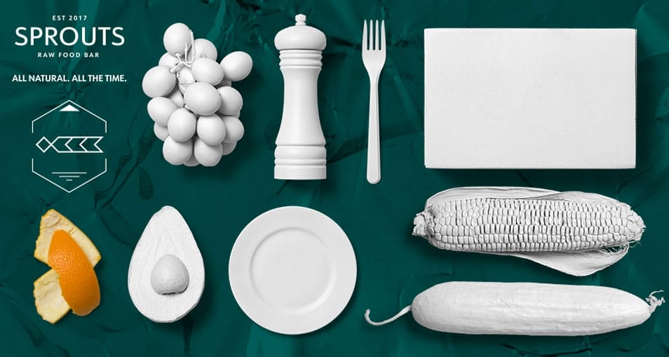 Scene Creator Food, Sans Catchwords, Geo Shapes and Gold Style