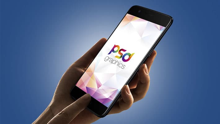 Smartphone in Hand Mockup Free PSD