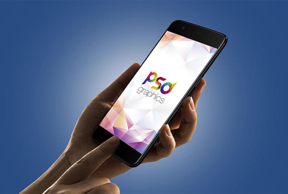 Smartphone in Hand Mockup Free PSD