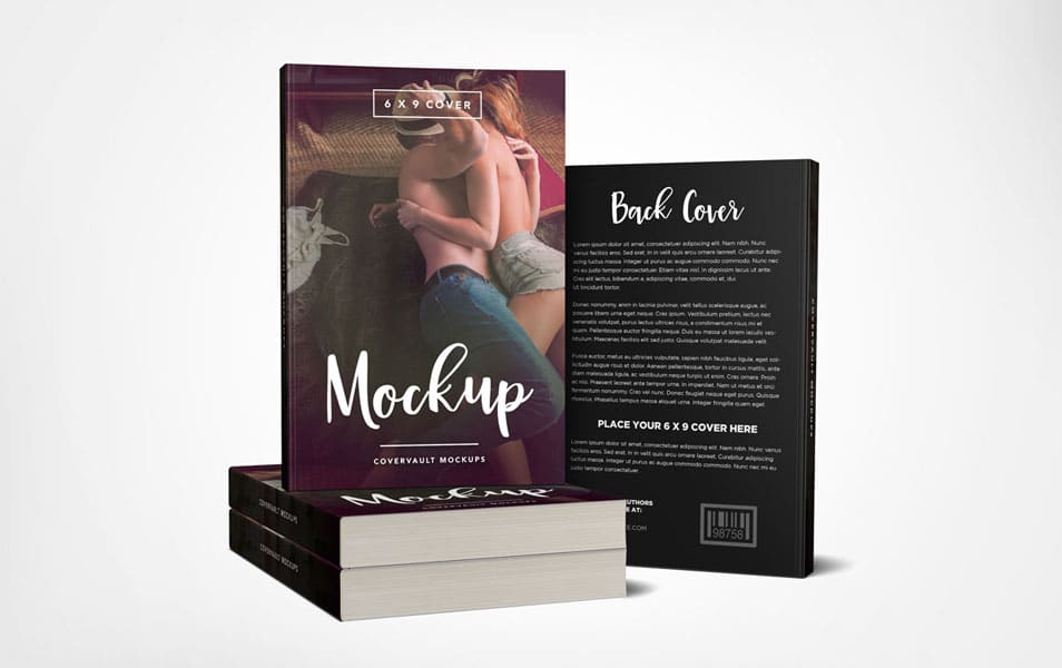Stacked 6 x 9 Book Mockup with Back Cover