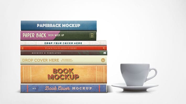Stacked Book Mockup With Varying Width Spines