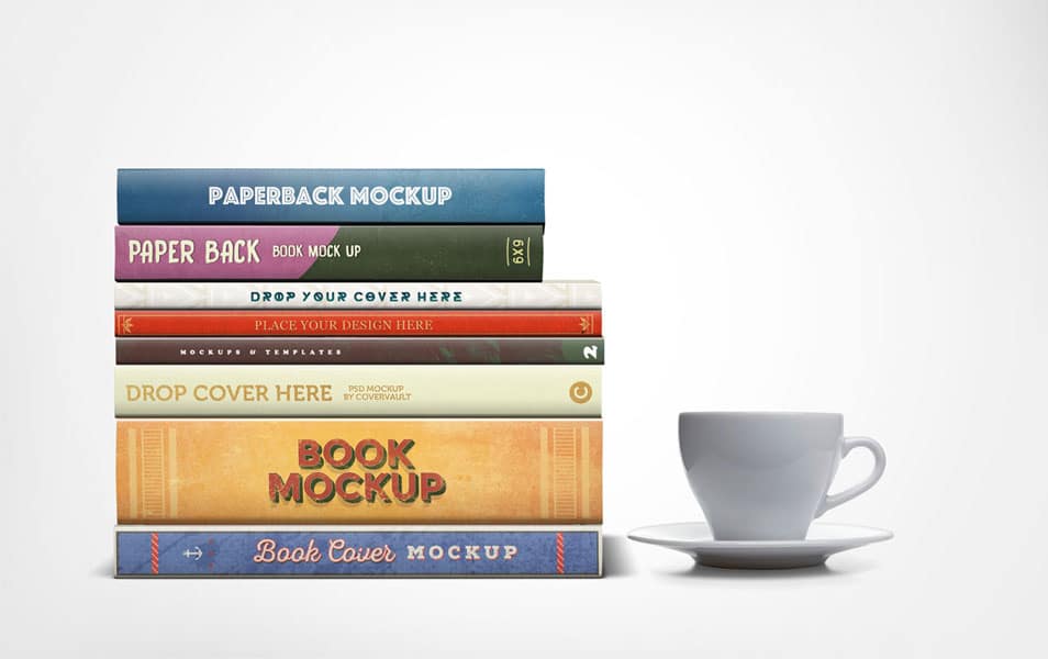 Stacked Book Mockup With Varying Width Spines