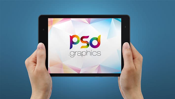 Tablet in Hand Mockup Free PSD