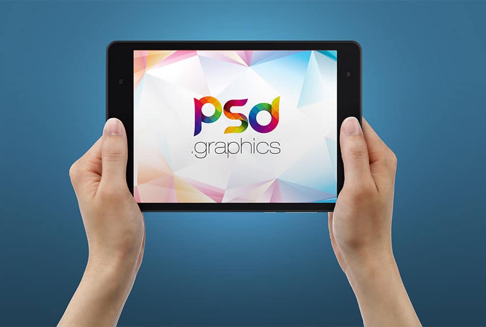 Tablet in Hand Mockup Free PSD