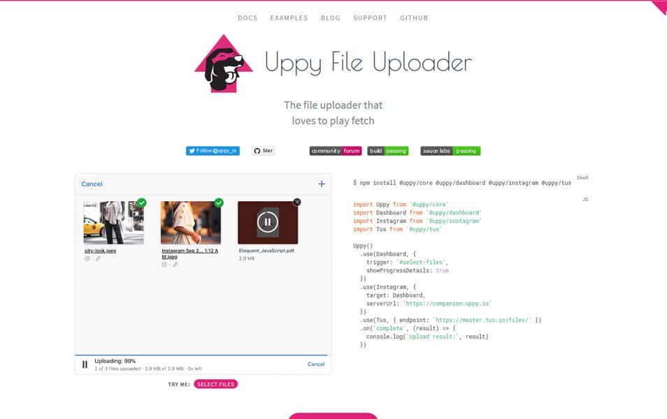 filedrop uploader