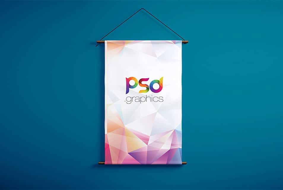 Wall Hanging Banner Mockup Free PSD