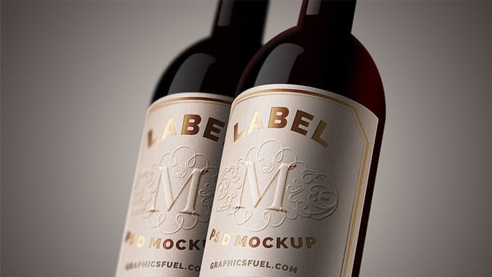 Wine Bottle Label Mockup PSD