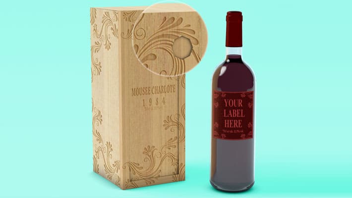 Wine Bottle with Wooden Case