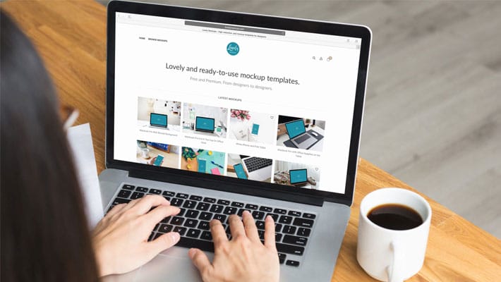 Woman Working on a Macbook Pro Mockup