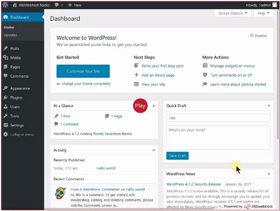WordPress Dashboard