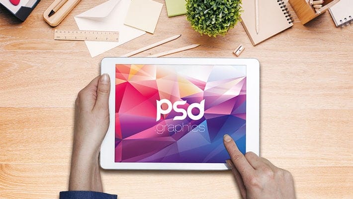 Working on iPad Mockup Free PSD