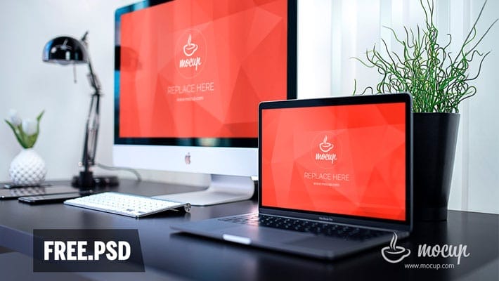 iMac and MacBook Pro in Black Business Office