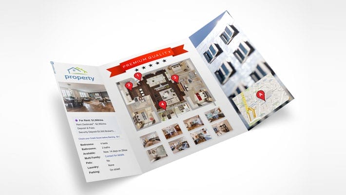 Open Gatefold Tri-fold Brochure Mockup