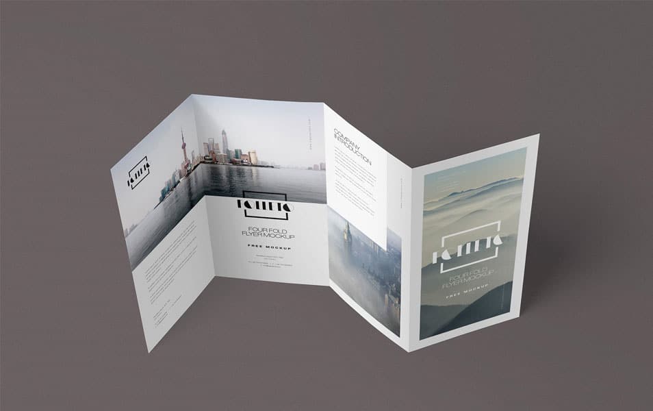 Free Photorealistic Folded Brochure Mockup