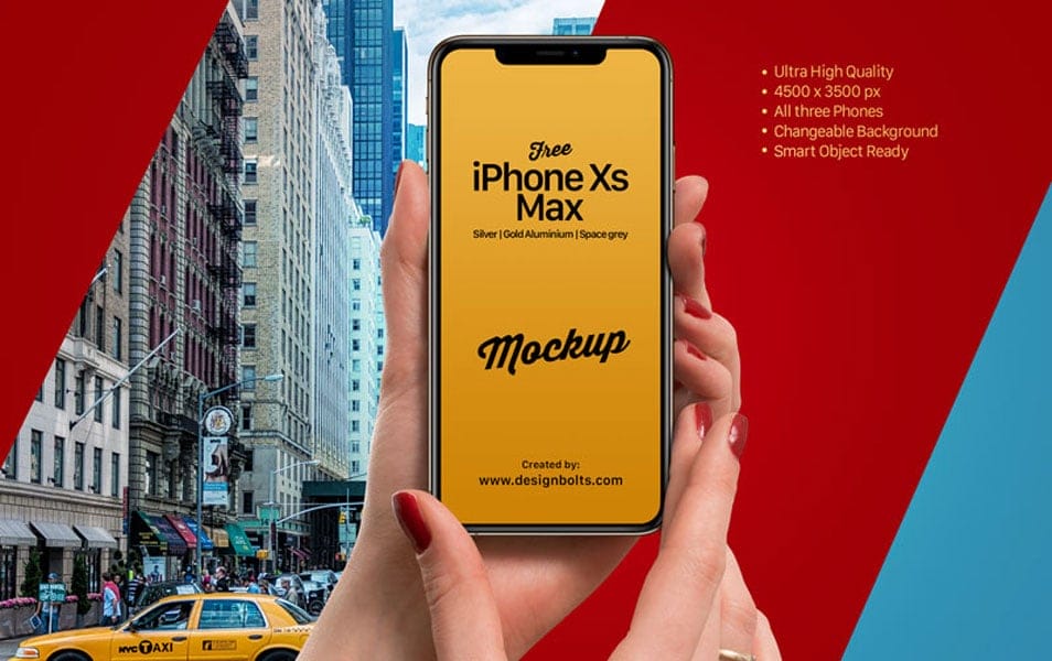 Free iPhone Xs Max In Female Hand Mockup PSD