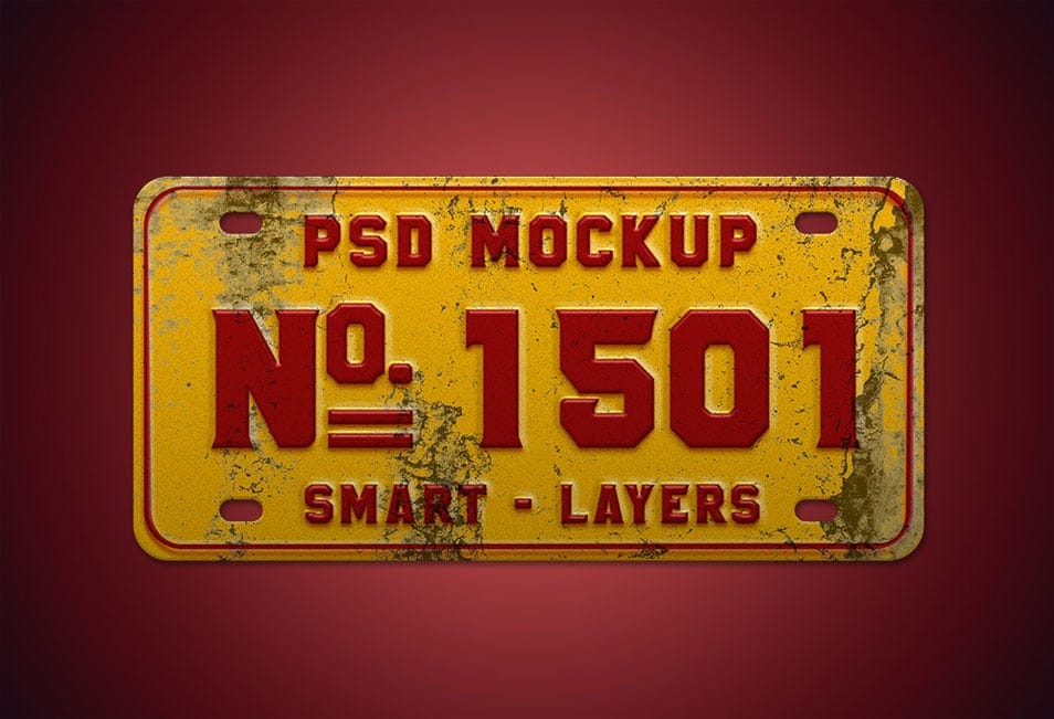 Vintage Number Plate Mockup PSD