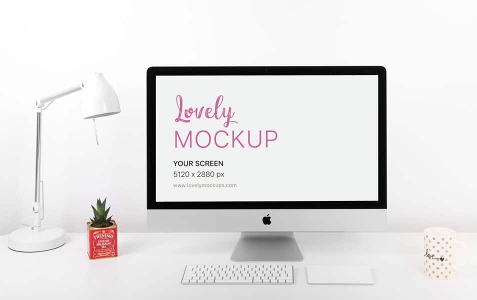 iMac Mockup On Clean White Desk