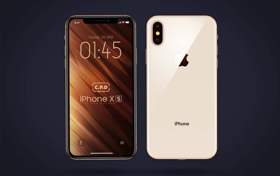 iPhone Xs Front & Back Mockup Free PSD