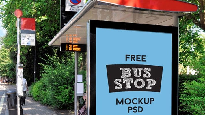 2 Free HQ Outdoor Advertising Bus Shelter Mock-up PSD