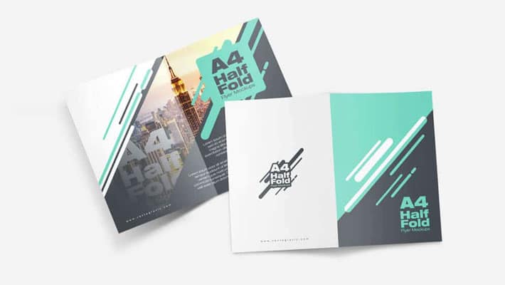 A4 Half Fold Flyer Mockups
