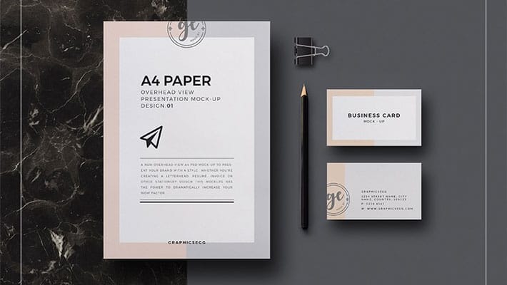 A4 Paper Overhead View Mockup