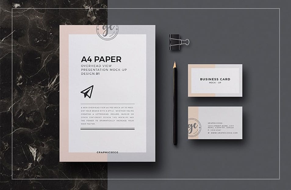 A4 Paper Overhead View Mockup