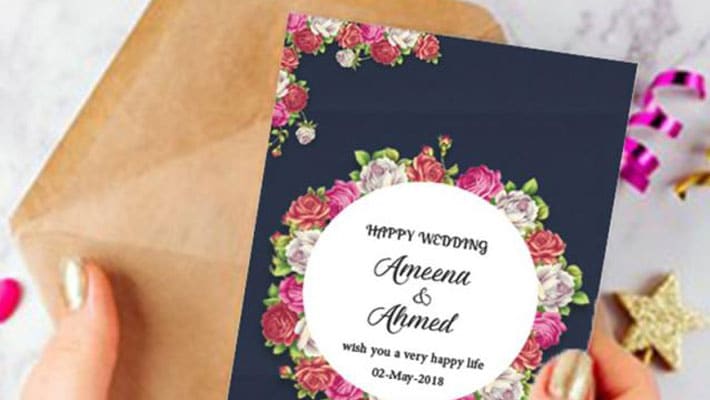 Black Wedding Card Mockup Template