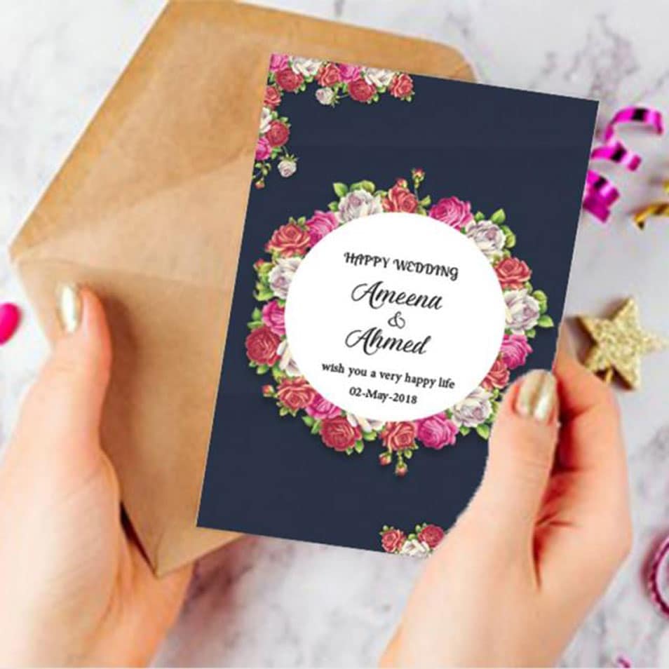 Black Wedding Card Mockup Template