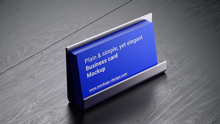 Business Cards on Dark Wood Mockup