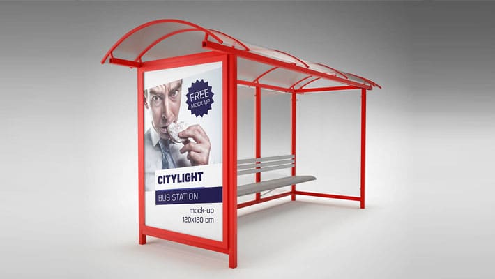 Citylight Bus Station Billboard Mockup