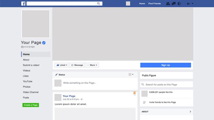 Facebook Page Mockup Template
