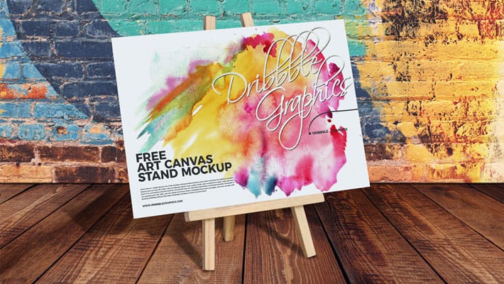 Free Art Canvas Stand Mockup PSD