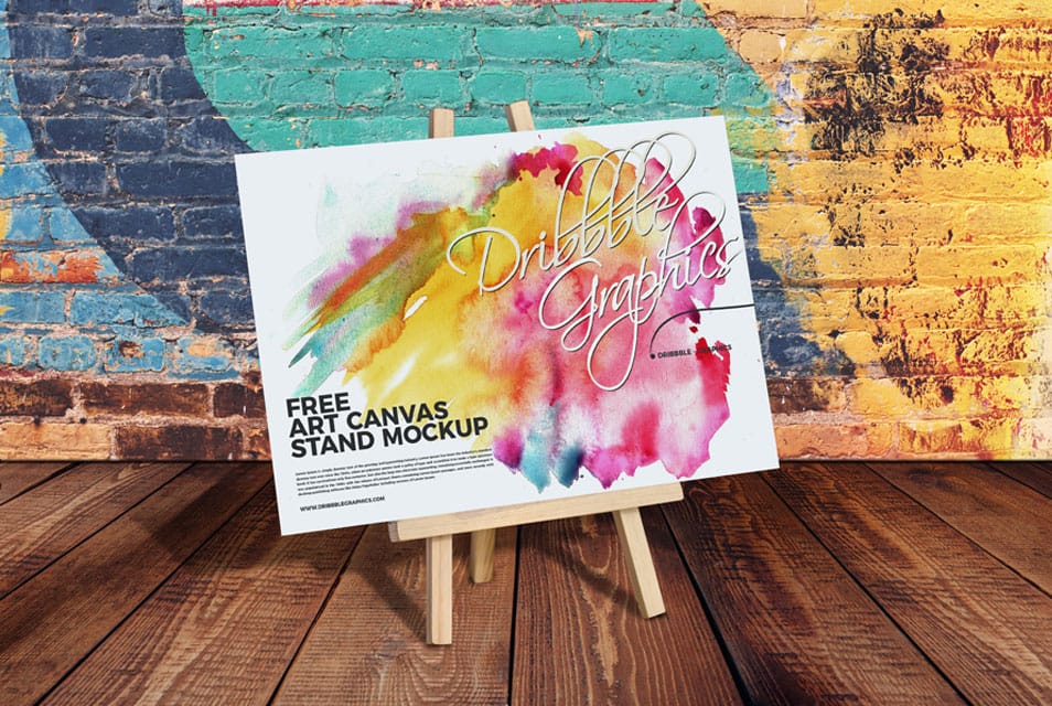 Free Art Canvas Stand Mockup PSD