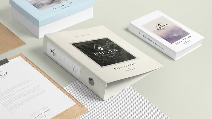 Free Box File Mockup Scene