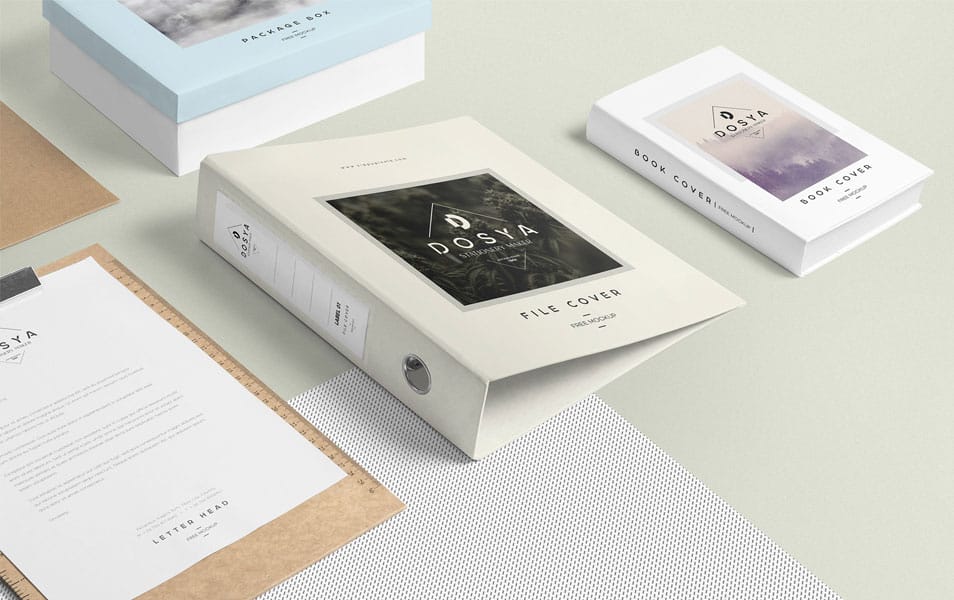 Free Box File Mockup Scene