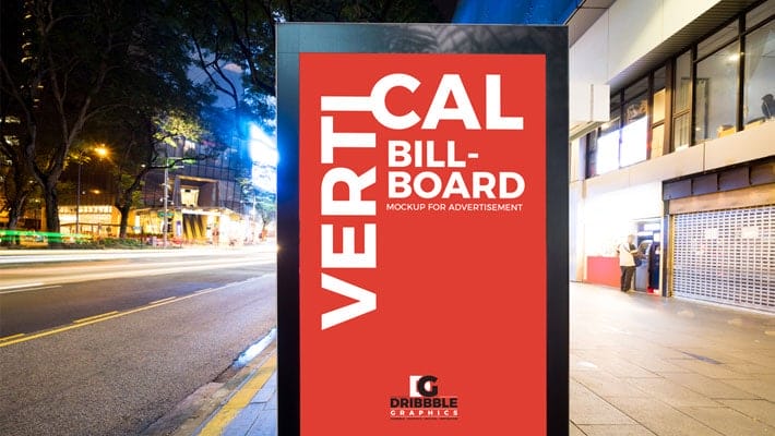 Free City Street Vertical Billboard Mockup For Advertisement