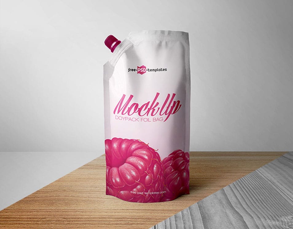 Free Doypack Foil Bag Mock-up in PSD