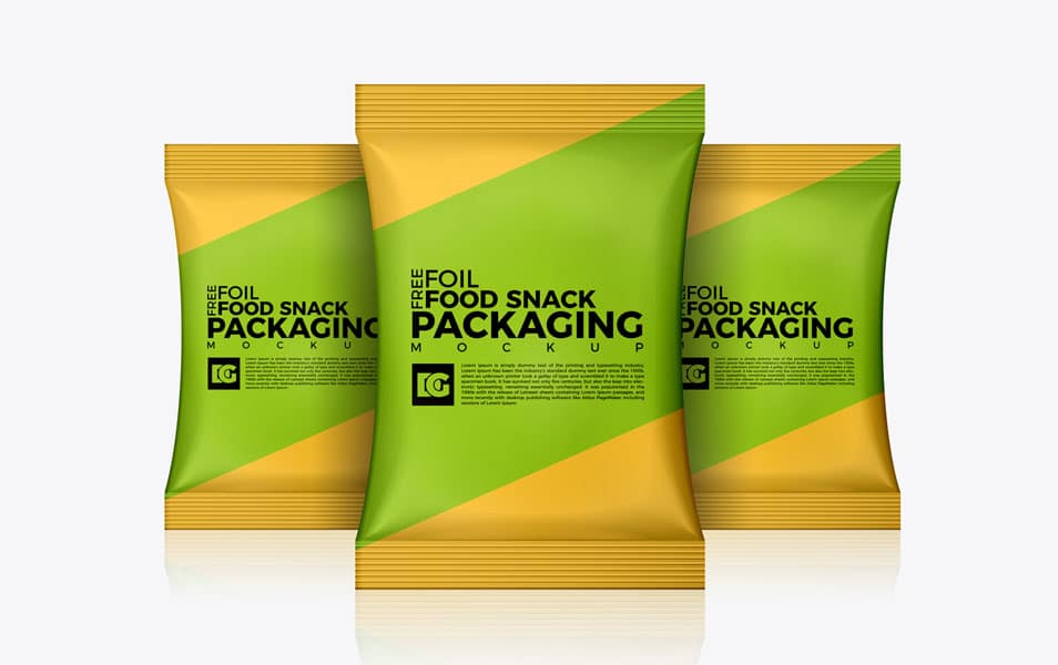 Free Foil Food Snack Packaging Mockup