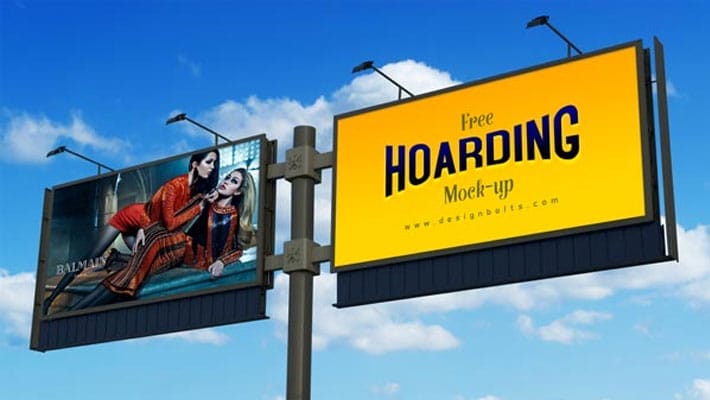 Free Frontlit Outdoor Advertising Hoarding Mock-up PSD
