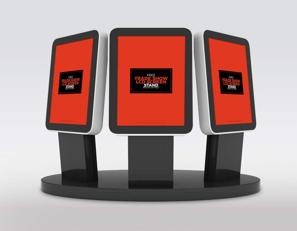 Free Trade Show Booth LCD Screen Stands Mock-up PSD