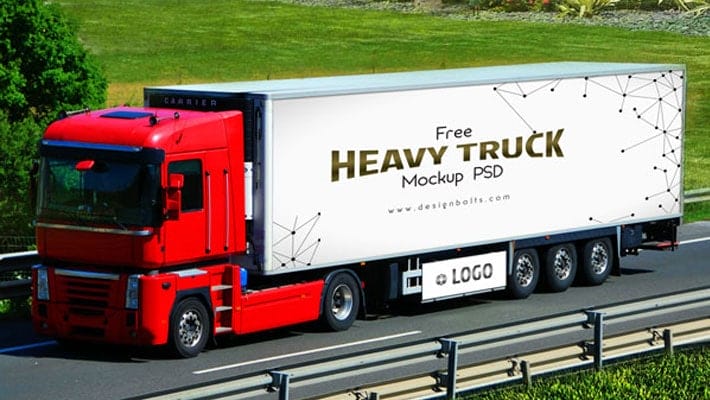 Free Vehicle Branding Heavy Duty Truck Mock-up PSD