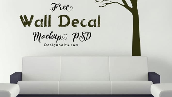 Free Vinyl Sticker / Wall Decal Mockup PSD