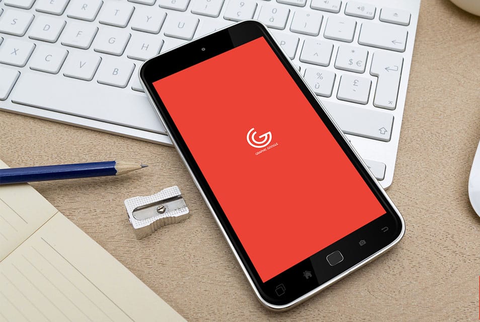 Free Work Place Mobile Phone Mockup