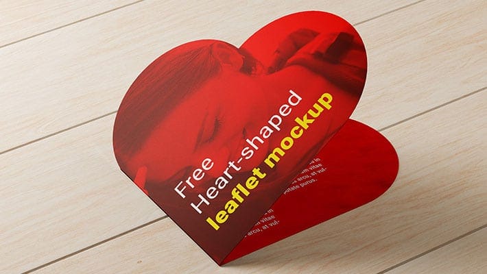 Free Heart-shaped Leaflet Mockup